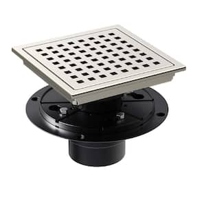6 in. x 6 in. Stainless Steel Square Shower Floor Drain with Square Pattern Drain Cover in Brushed Nickel