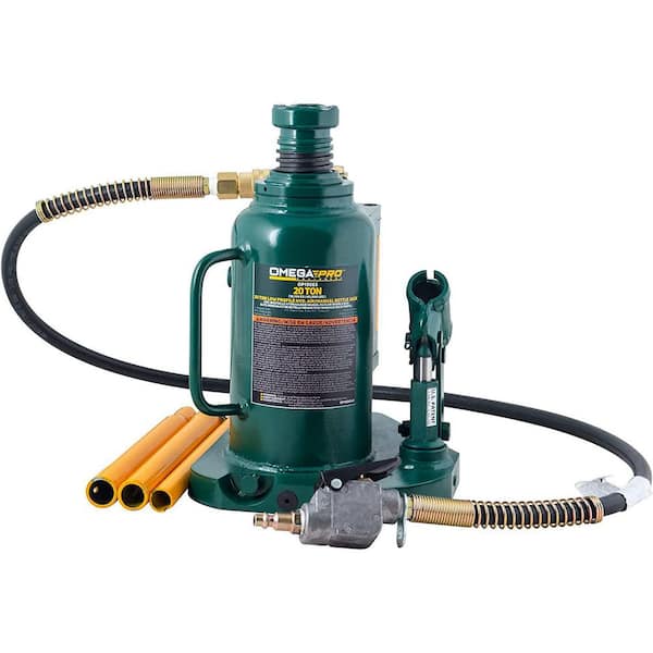 Omega 20-Ton Air Hydraulic Bottle Jack with Manual Hand Pump