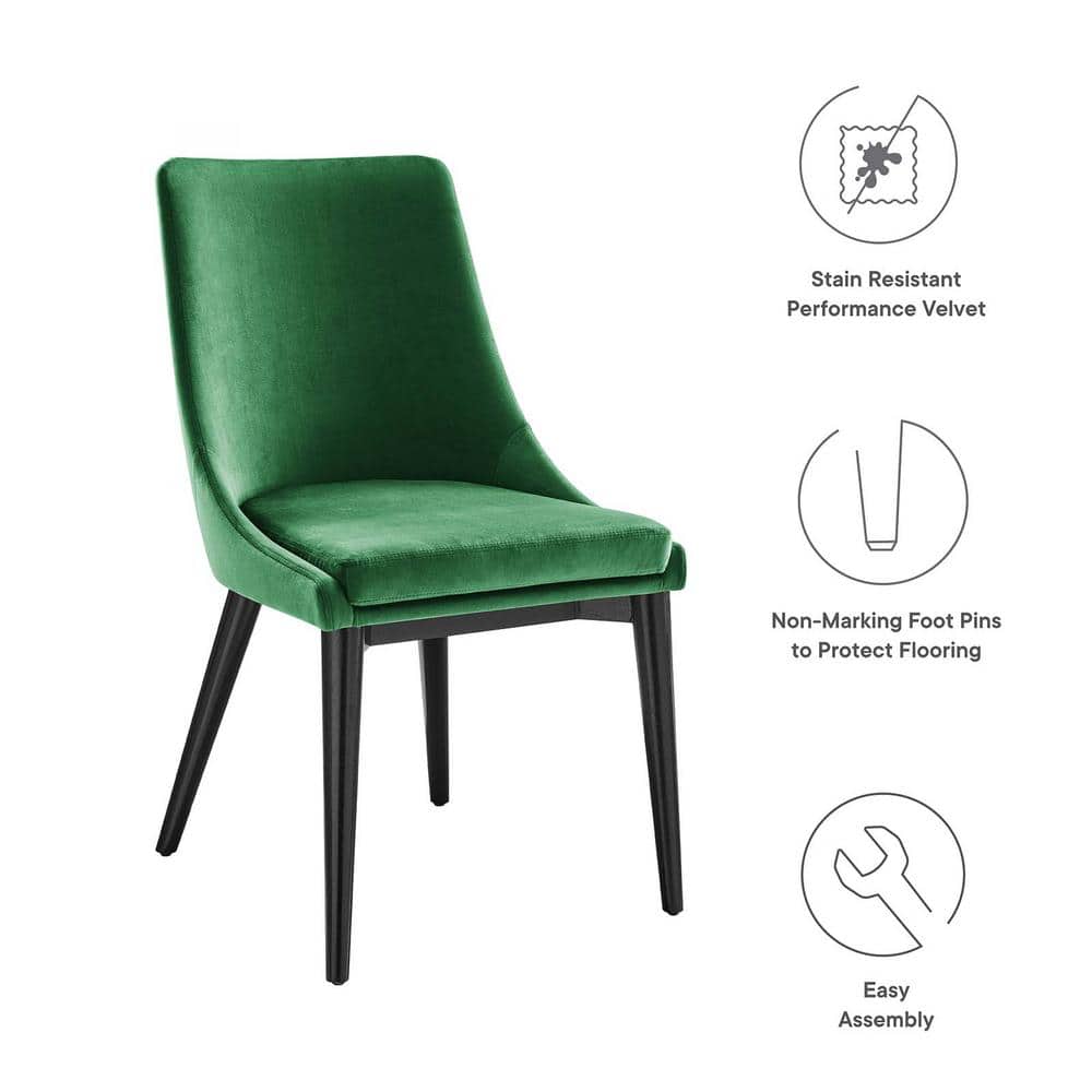 Emerald Velvet & Black Metal Frame Dining Chairs - Set of 2