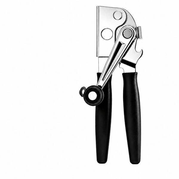 Manual Carbon Steel Can Opener with Magnetic Lid Lifter and Bottle Opener, Sharp Blade, Ergonomic Grip Handle