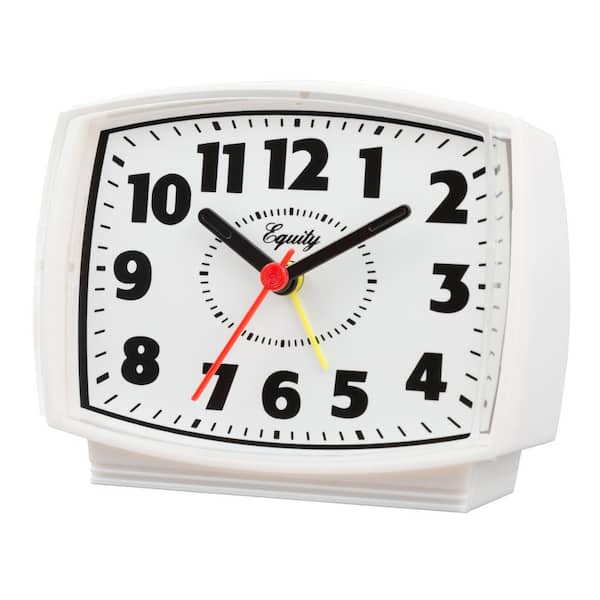 Equity by La Crosse 3 in. Tall Electrical Analog White Alarm Clock with  backlight 33100
