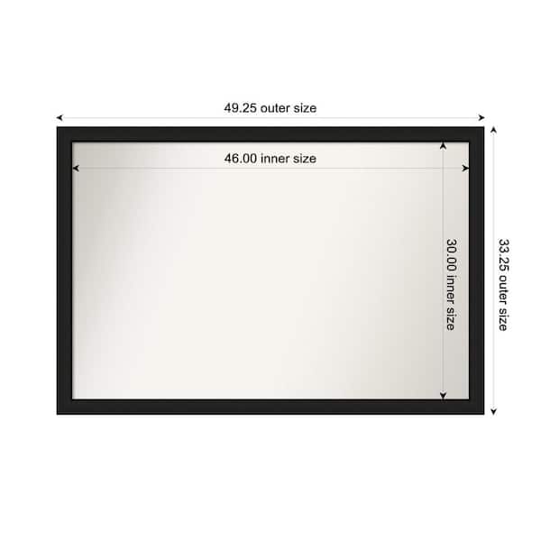 Amanti Art Midnight Black Narrow 49.25 in. W. x 33.25 in. Custom Non-Beveled Wood Framed Bathroom Vanity Wall Mirror