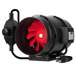 8 in. 735 CFM Black Round Exhaust Inline Duct Fan with Variable Speed Controller for Indoor Garden Ventilation