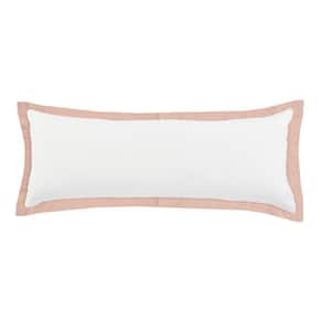 Empire White /Light Pink Border Soft Poly-Fill 14 in. x 36 in. Indoor Throw Pillow