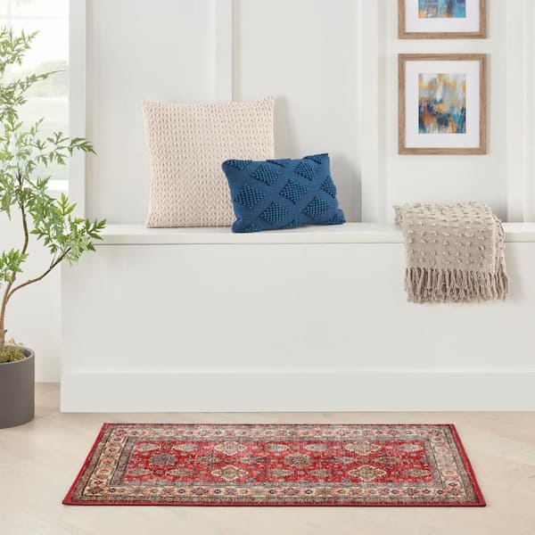 Fulton Red 2 ft. x 5 ft. Medallion Traditional Runner Area Rug