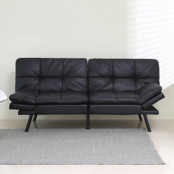 Realistic Sofa Memory Foam Couch Futon Black leather 3D model