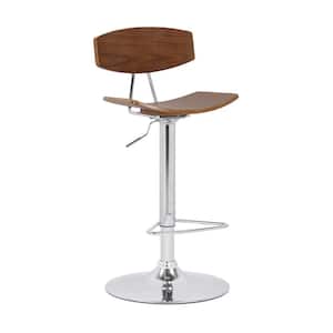 28.5 in. Brown Low Back Metal Bar Stool with Wooden Seat
