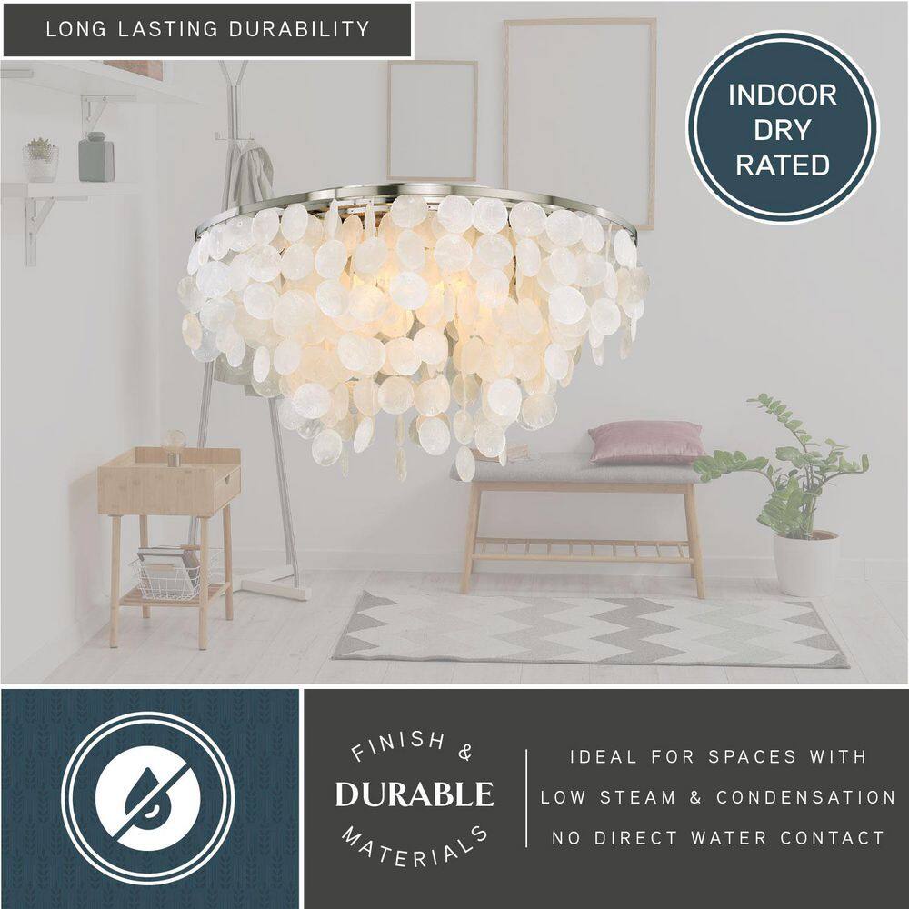 Elsa Satin Nickel 24" Capiz Shell Flush Mount Ceiling Light
