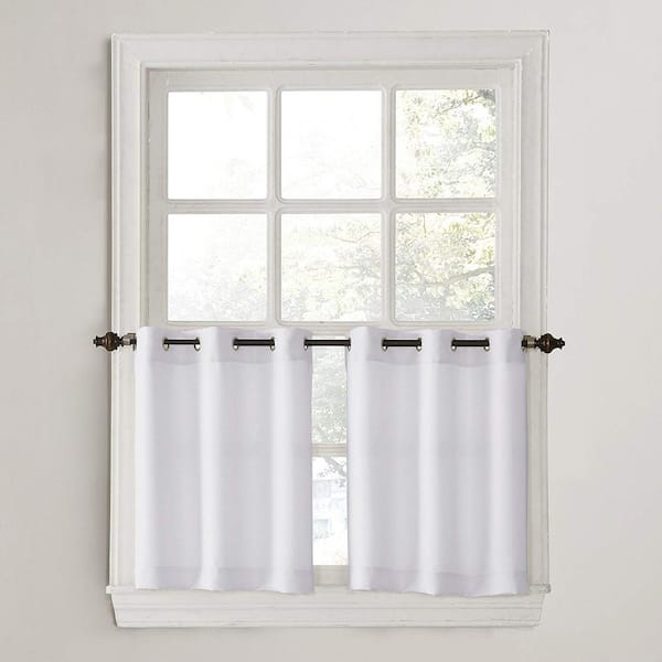 Lichtenberg White Solid Grommet Room, Black And White Kitchen Curtains