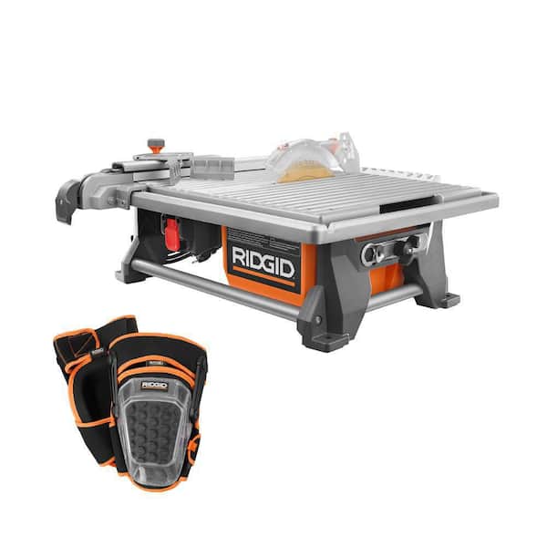 RIDGID 6.5 Amp Corded in. Table Top Wet Tile Saw with Pro-Hinge  Stabilizing Knee Pads R4021-FT7001 The Home Depot