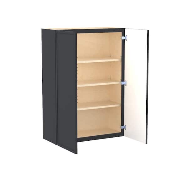 Home Decorators Collection Franklin 30 in. W x 12 in. D x 42 in. H Assembled Plywood Wall Kitchen Cabinet in Valiant Onyx with Soft Close