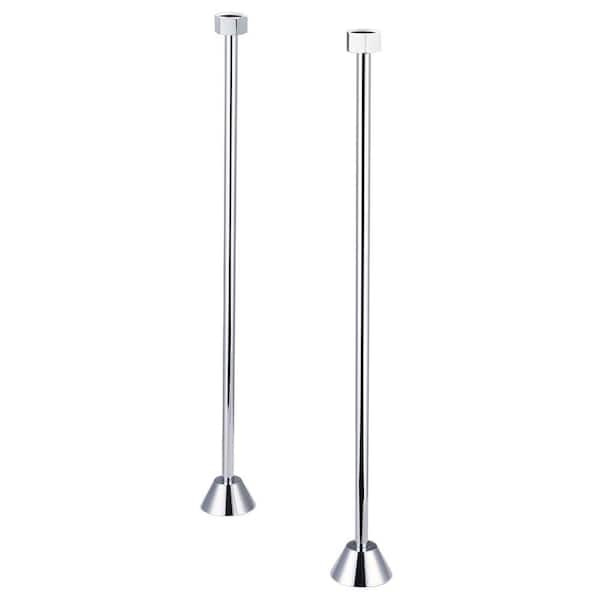 1/2 in. or 3/4 in. Straight Supply for Claw Foot Tubs, Triple Plated Chrome
