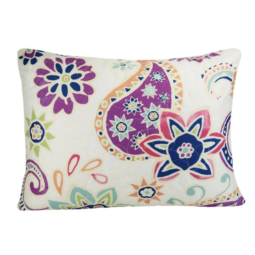 Cali Multicolor Paisley Reversible Microfiber Queen Quilt Set
