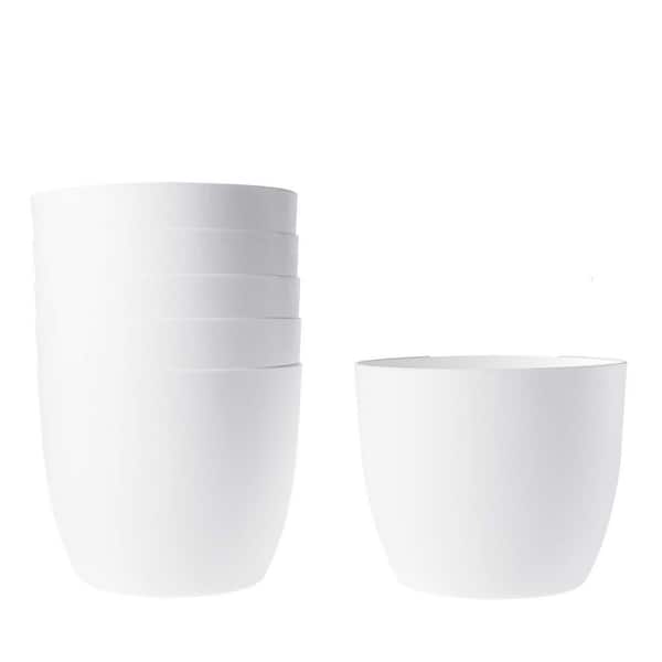 6 in. L x 6 in. W x 5 in. H White Indoor/Outdoor Plastic Self Watering Decorative Flower Pots Set of 6 for Plants