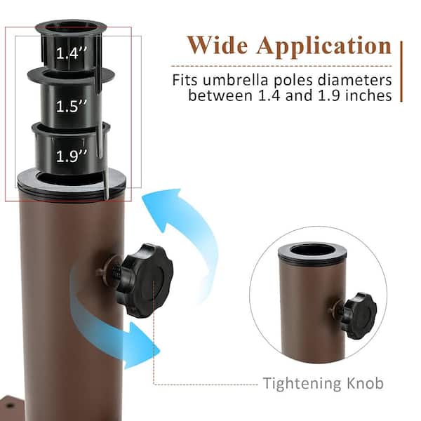 50 lbs. Metal Plastic Patio Umbrella Base in Brown Square with Wheels