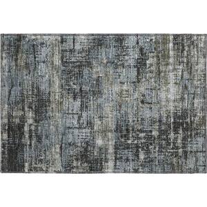 Mayfield Premium Machine Washable Abstract AMF1969 Charcoal 2 ft. x 3 ft. Accent Rug
