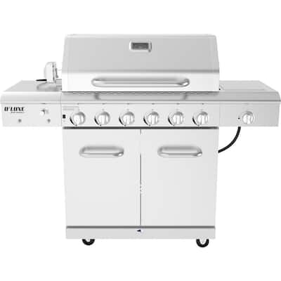 6-Burner Propane Gas Grill in Stainless Steel with Ceramic Searing Side Burner and Rotisserie Kit