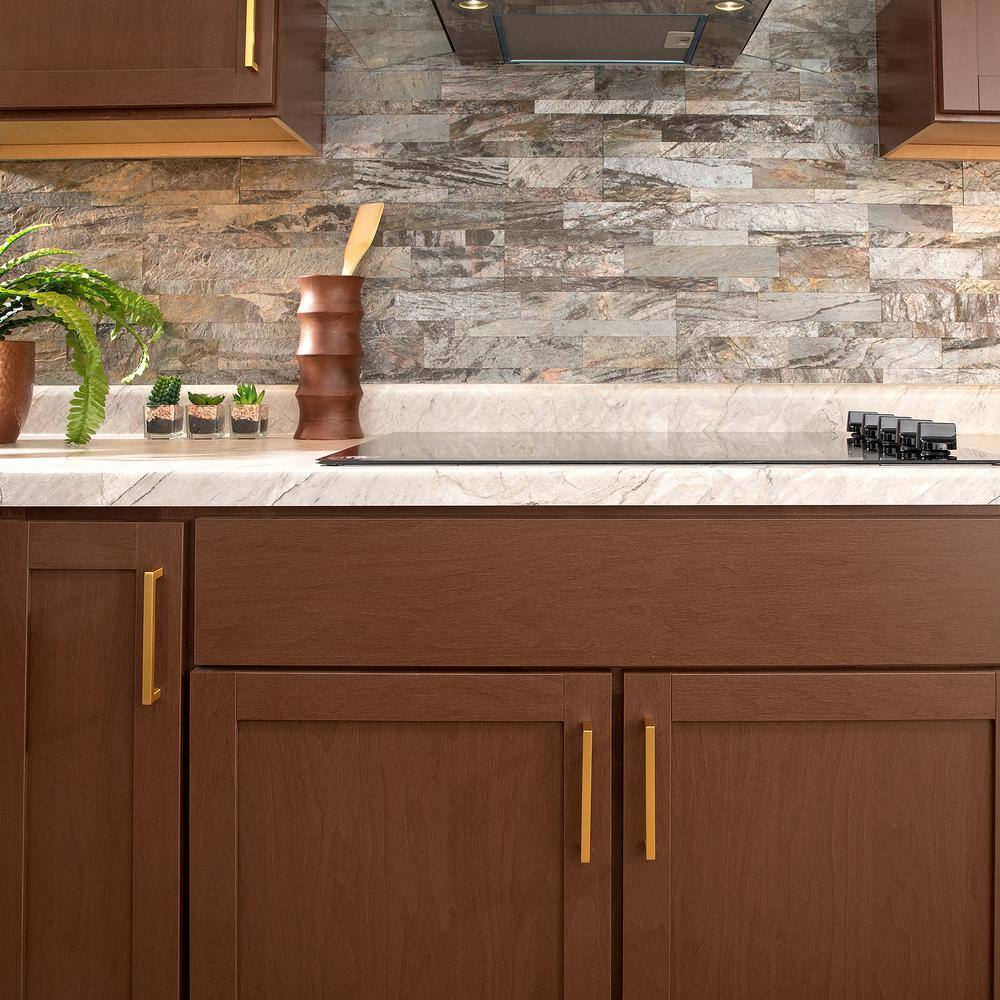 Modern Brushed Golden Brass Cabinet Handle Pulls with Mounting Hardware