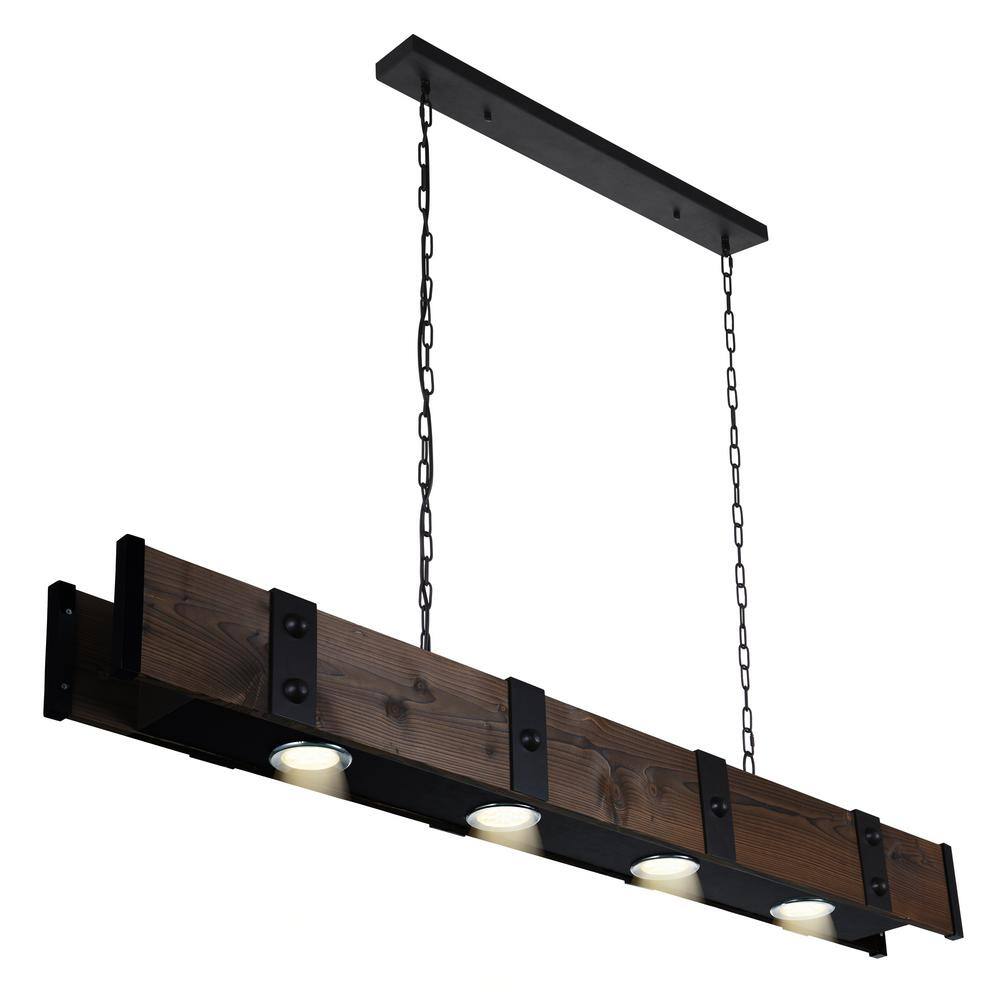Rustic Crystal-Embellished LED Drum Chandelier in Brown and Black