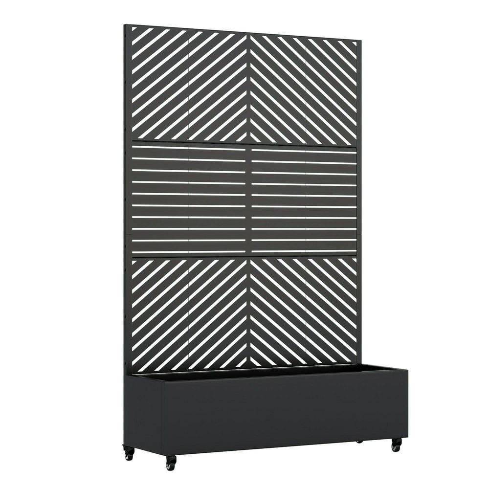 6 ft. H x 4 ft. W Metal Planter Box privacy screen Garden Bed with Trellis and Wheels-Black price history on PriceWatchPro