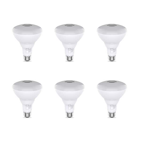 65-Watt Equivalent BR30 Reflector Dimmable Bluetooth Speaker LED Flood Light Bulb Adjustable White (6-Pack)