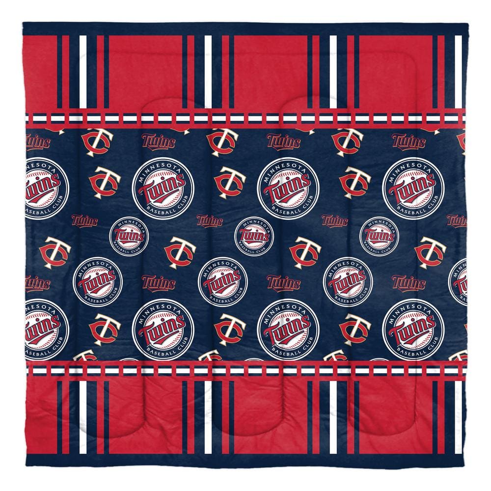 Minnesota Twins Rotary 5- Piece Queen Size Multi Colored Bed In a Bag Set