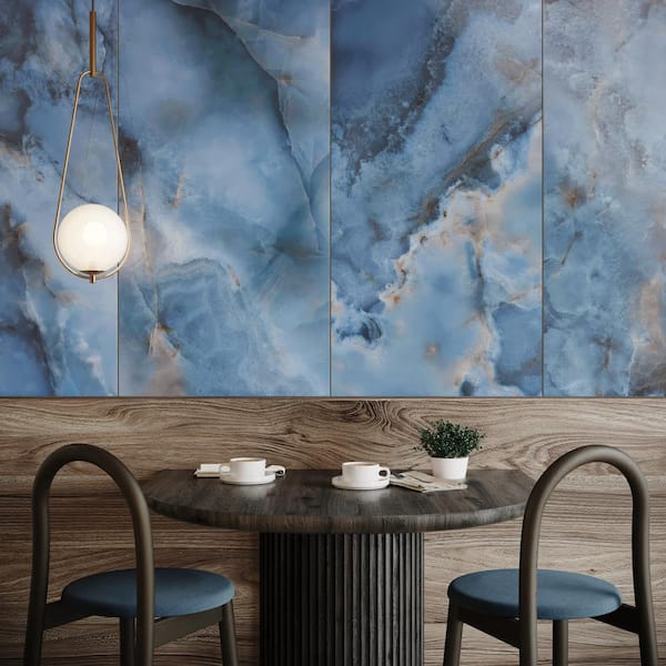 Jume Onyx Blue 23.62 in. x 47.24 in. Polished Porcelain Floor and Wall Tile (15.49 sq. ft./Case) Jume Onyx Blue 23.62 in. x 47.24 in. Polished Porcelain Floor and Wall Tile (15.49 sq. ft./Case)