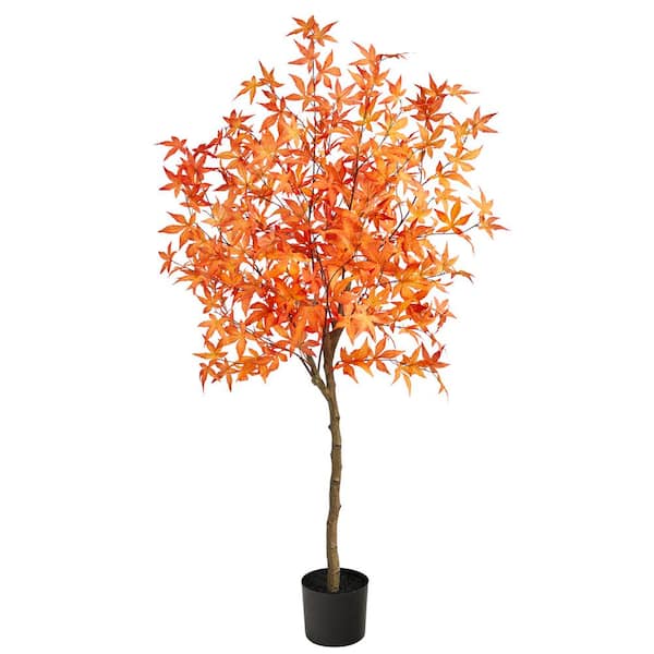 Nearly Natural 5 ft. Orange Autumn Maple Artificial Tree