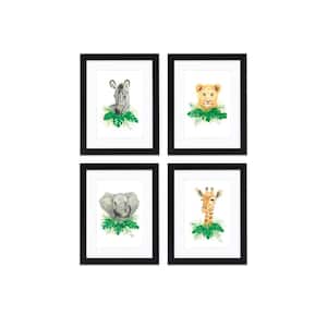 "Safari Littles" by Alyssa Lewis Set of Four Black Framed with Mat Animal Art Prints 20 in. x 16 in.