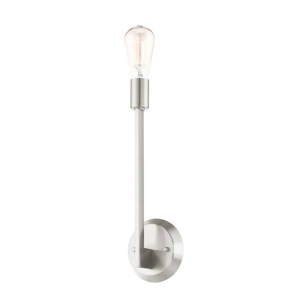Prague Brushed Nickel 16" Contemporary Crystal Rod Sconce