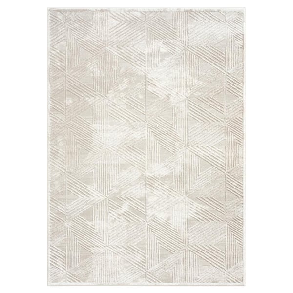 PRIVATE BRAND UNBRANDED Bazaar Zen Cream 8 ft. x 10 ft. Abstract Area Rug