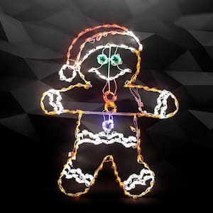 53 in. LED Gingerbread Boy Metal Framed Holiday Decor
