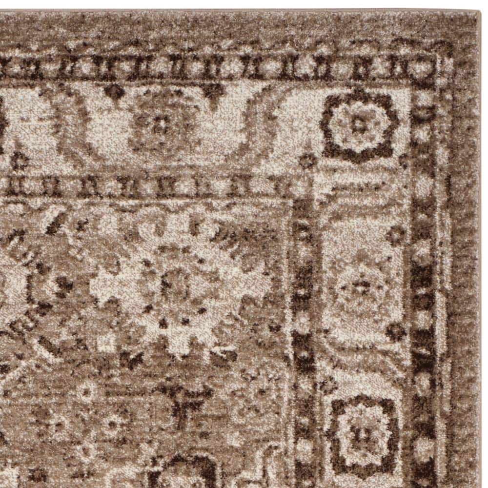 Taupe High Pile Synthetic Safavid Style Area Rug