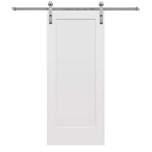 30 in. x 80 in. Smooth Madison Primed Composite Sliding Barn Door with Stainless Steel Hardware Kit