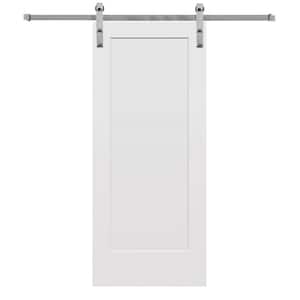 32 in. x 80 in. Smooth Madison Primed Composite Sliding Barn Door with Stainless Steel Hardware Kit