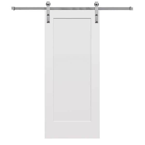 MMI DOOR 32 in. x 80 in. Smooth Madison Primed Composite Sliding Barn Door with Stainless Steel Hardware Kit