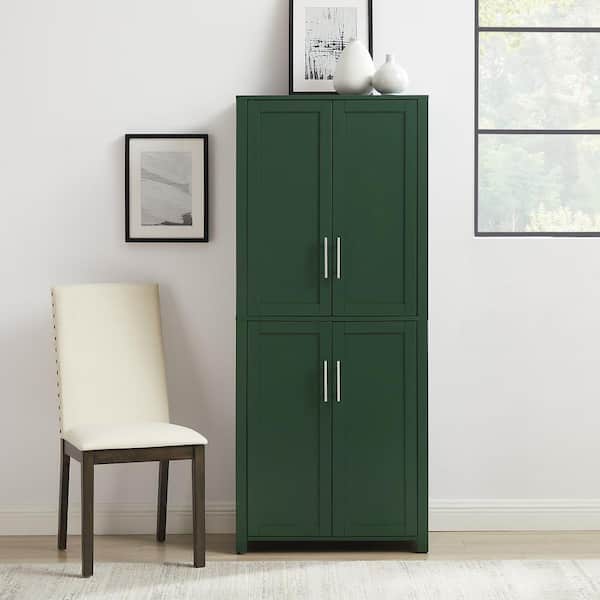 CROSLEY FURNITURE Savannah Hunter Green Wood 28 in. Pantry Cabinet