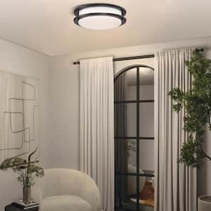 11 in. Modern Bronze Dimmable LED Integrated Flush Mount With Shade