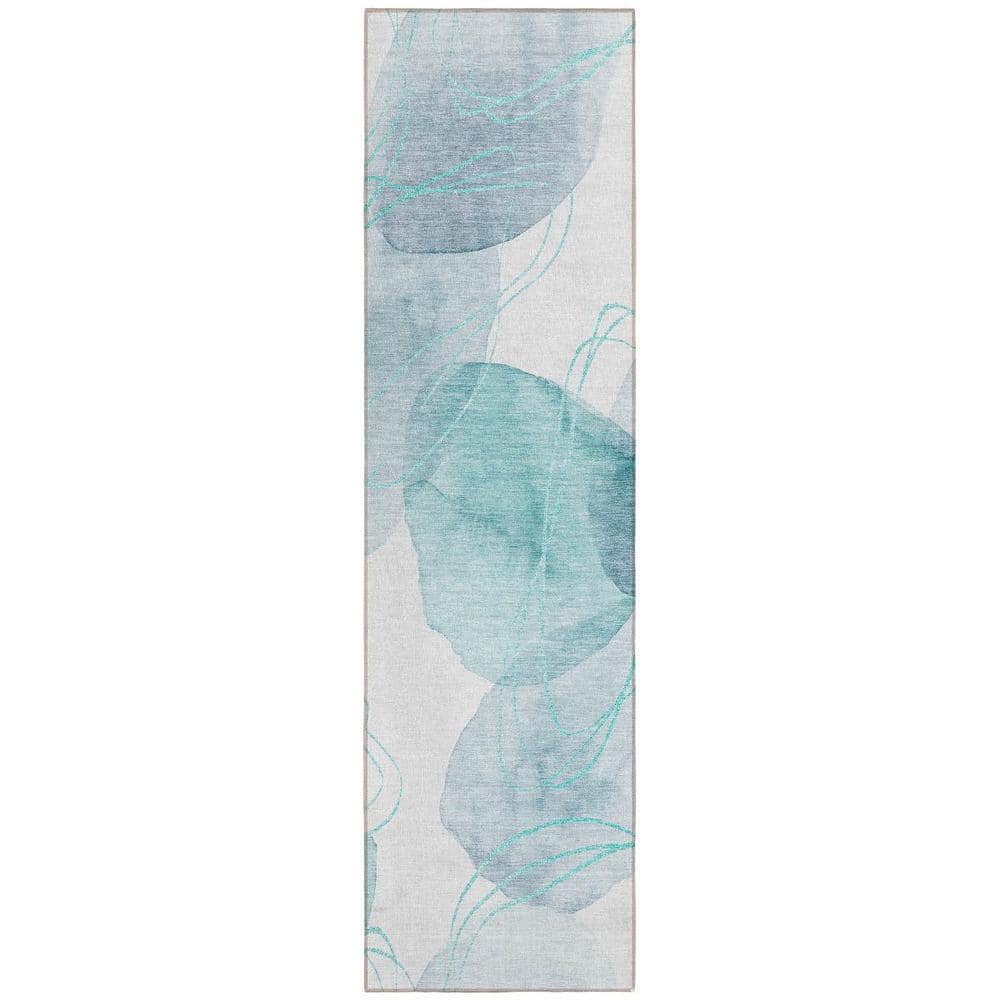 Teal and Ivory 2 ft. x 8 ft. Woven Abstract Runner Indoor/Outdoor Area Rug price history on PriceWatchPro