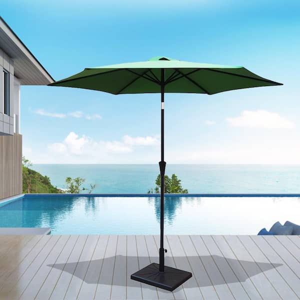 Cesicia 8.8 ft. Patio Outdoor Hexagonal Market Patio Umbrella with 42 lbs. Resin Umbrella Base and Crank Lift in Green
