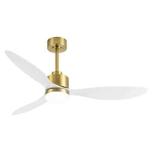 Sawyer 52 in. Integrated LED Indoor Gold White-Blades Ceiling Fans with Light and Remote Control