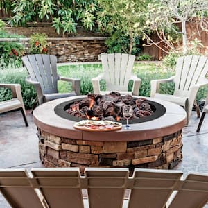 36 in. W x 10 in. H Round Steel Fire Pit Ring Liner for Ground Outdoor Backyard Wood