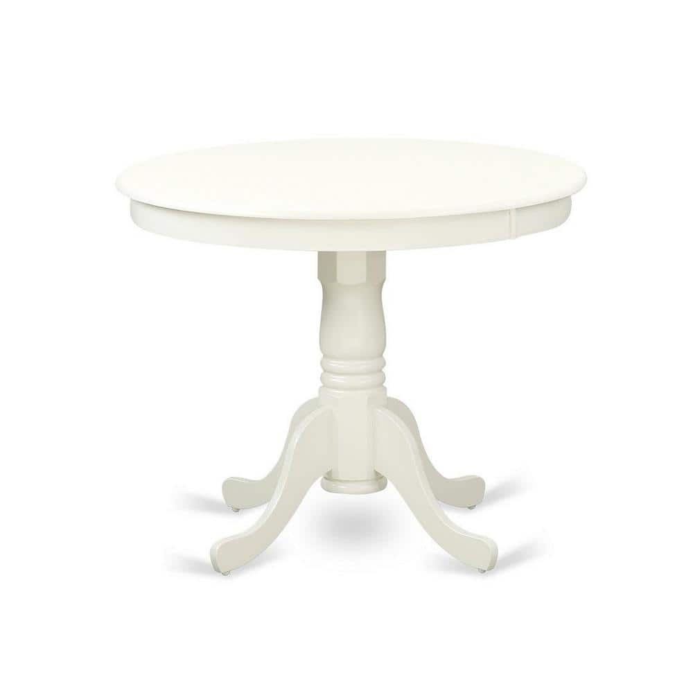 Linen White Round Wood Dining Set with 4 Chairs