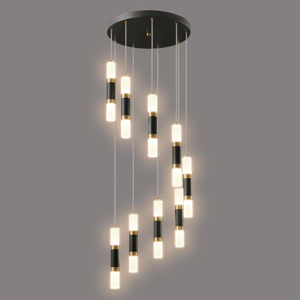Home Lighting 54-Watt 9-Light Black Gold Dimmable Chandeliers Modern Pendant Light for Staircase Lobby, 9Y-Black-Gold price history on PriceWatchPro