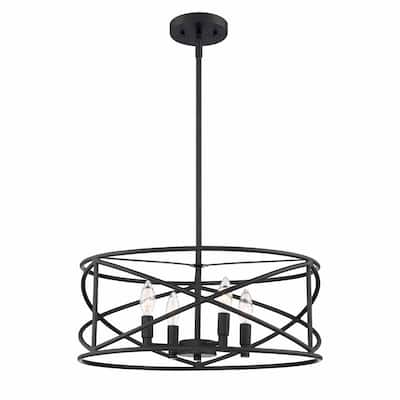 Hastings 4-Light Satin Bronze Chandelier with Cage Shade For Dining Rooms