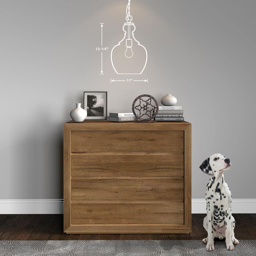 Verona 1-Light Brass Pendant with Seeded Glass Shade