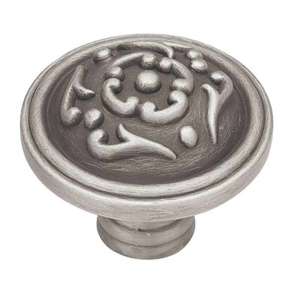 Liberty French Lace 1-1/2 in. (38mm) Brushed Satin Pewter Round Cabinet Knob