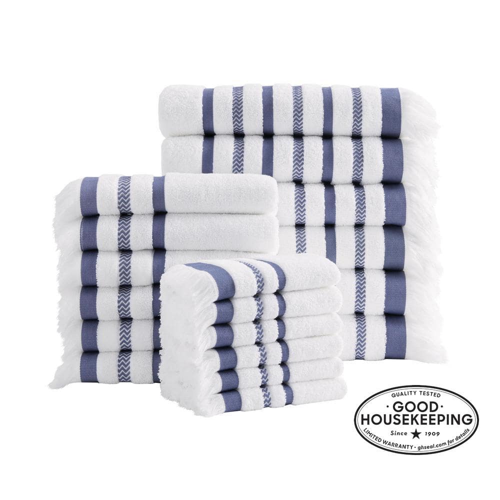 Tan & Grey Striped Cotton Tea Towels (Set of 3 Pieces)