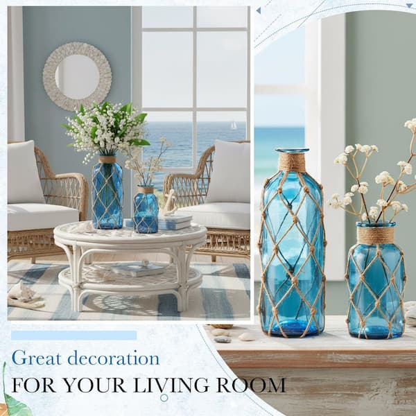 PERFCT VESSELガラス瓶 Coastal Glass Series 8.07 in. in Blue Glass Bottle Decorative Vase