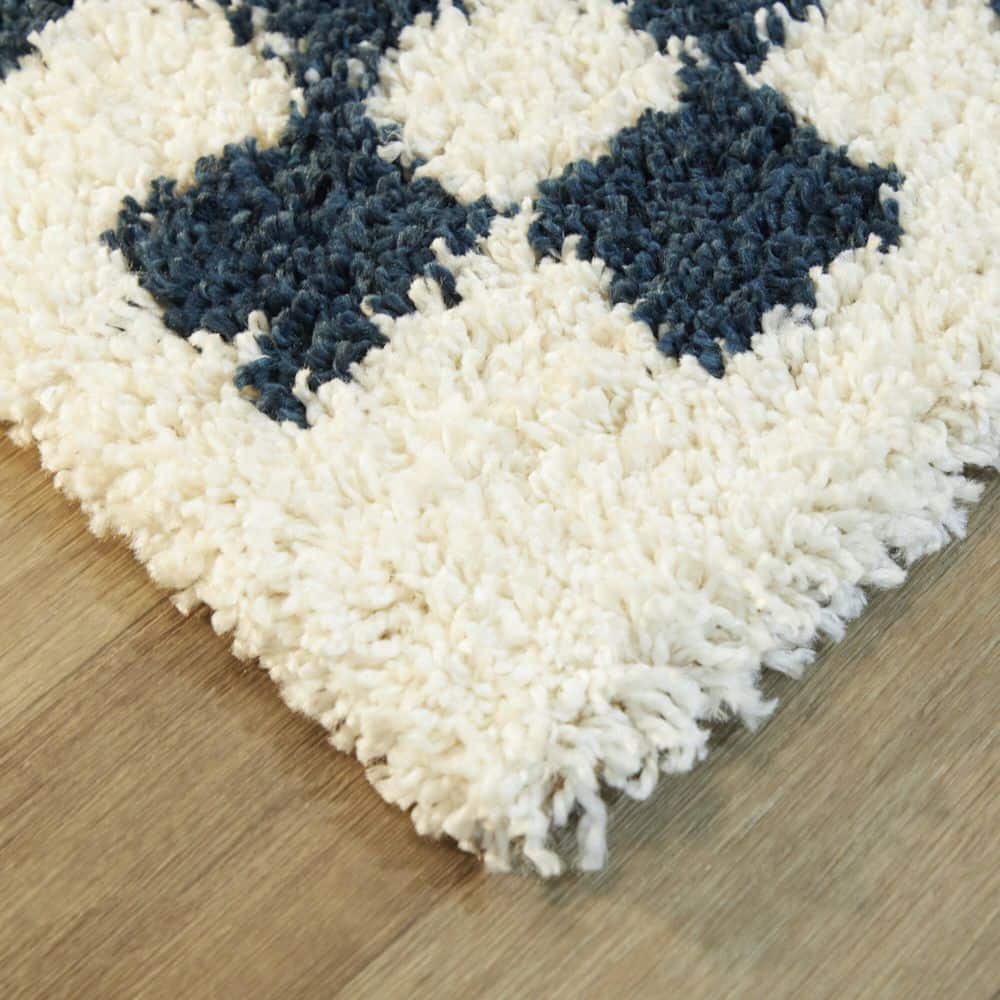 Himalaya-Inspired Luxe Navy Shag Area Rug 5' x 7'